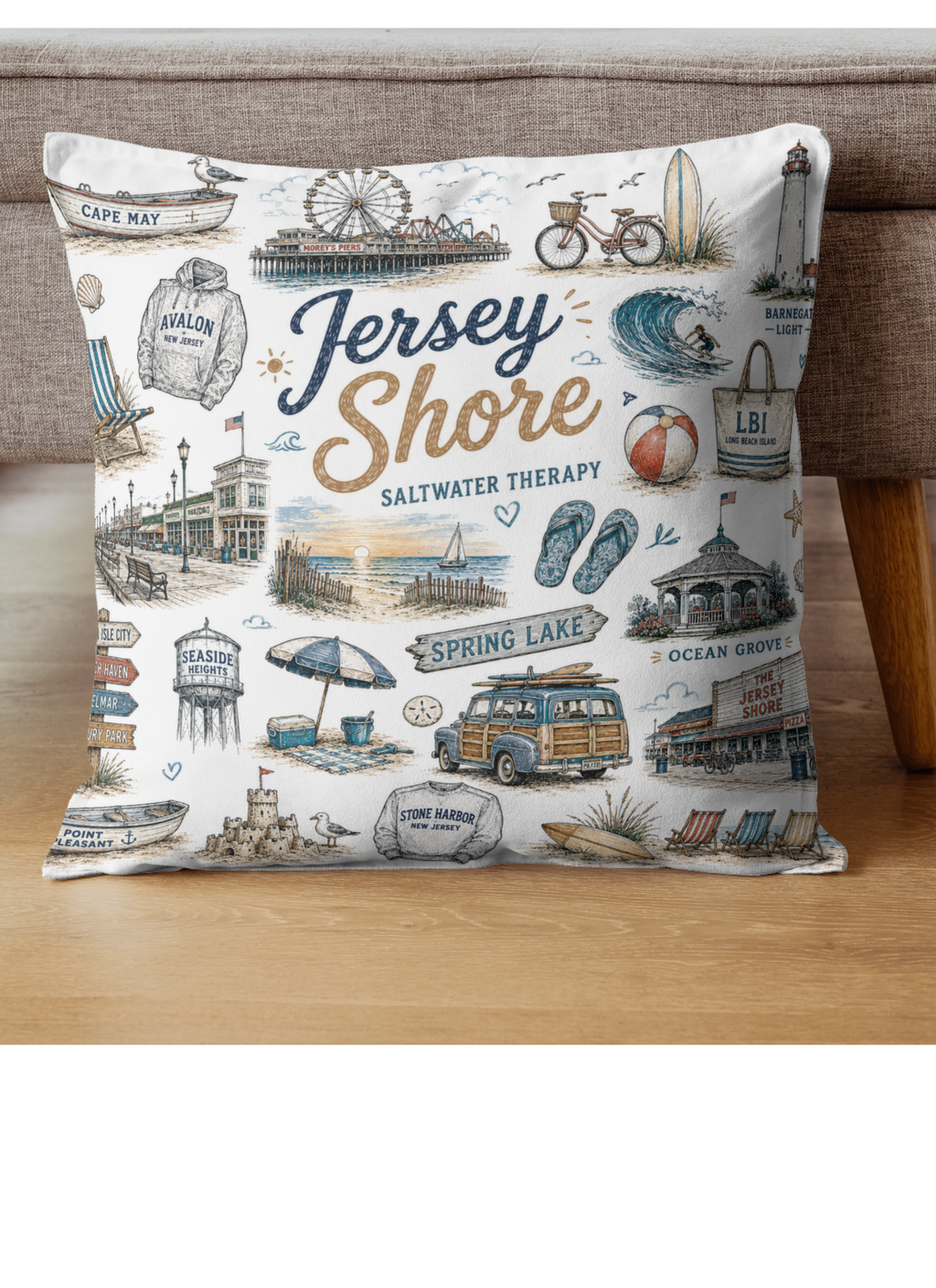 Beach Town Pillow