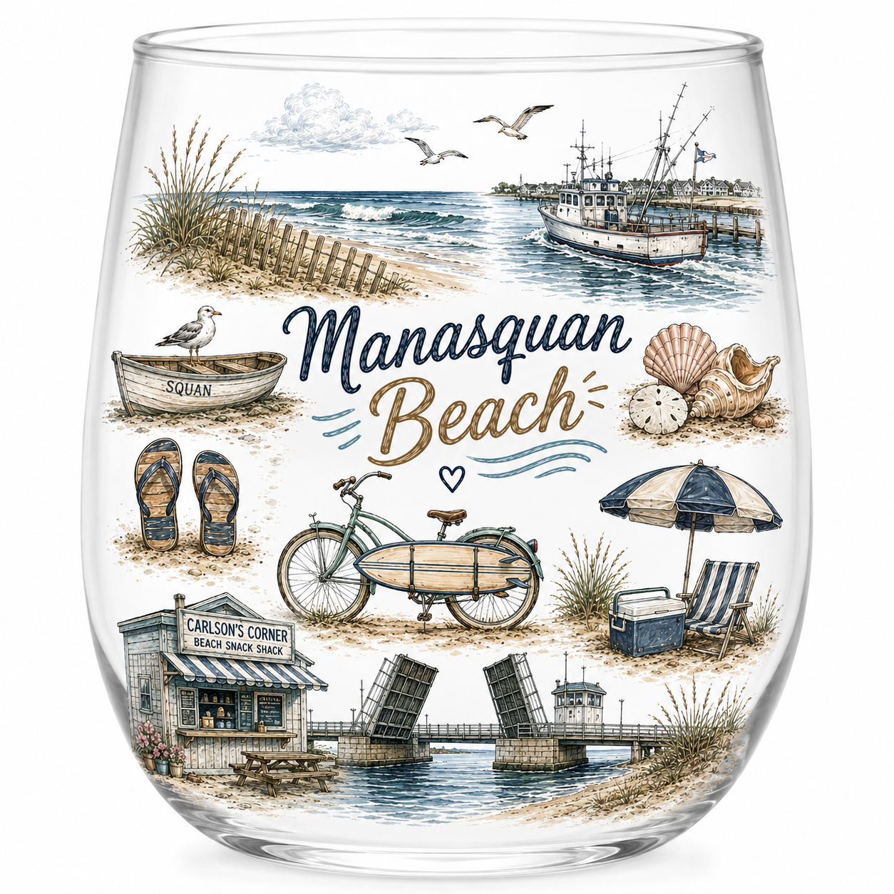 Beach Town Wine Glasses