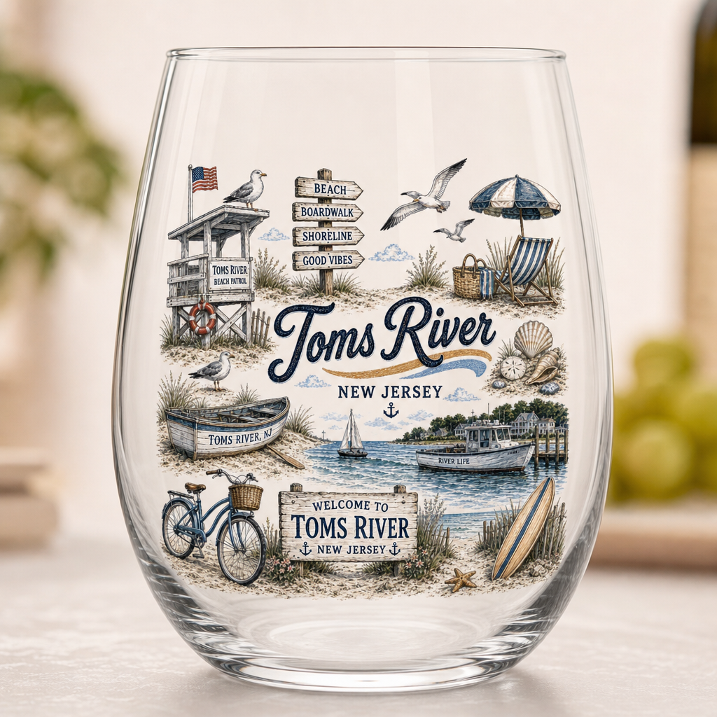 Beach Town Wine Glasses