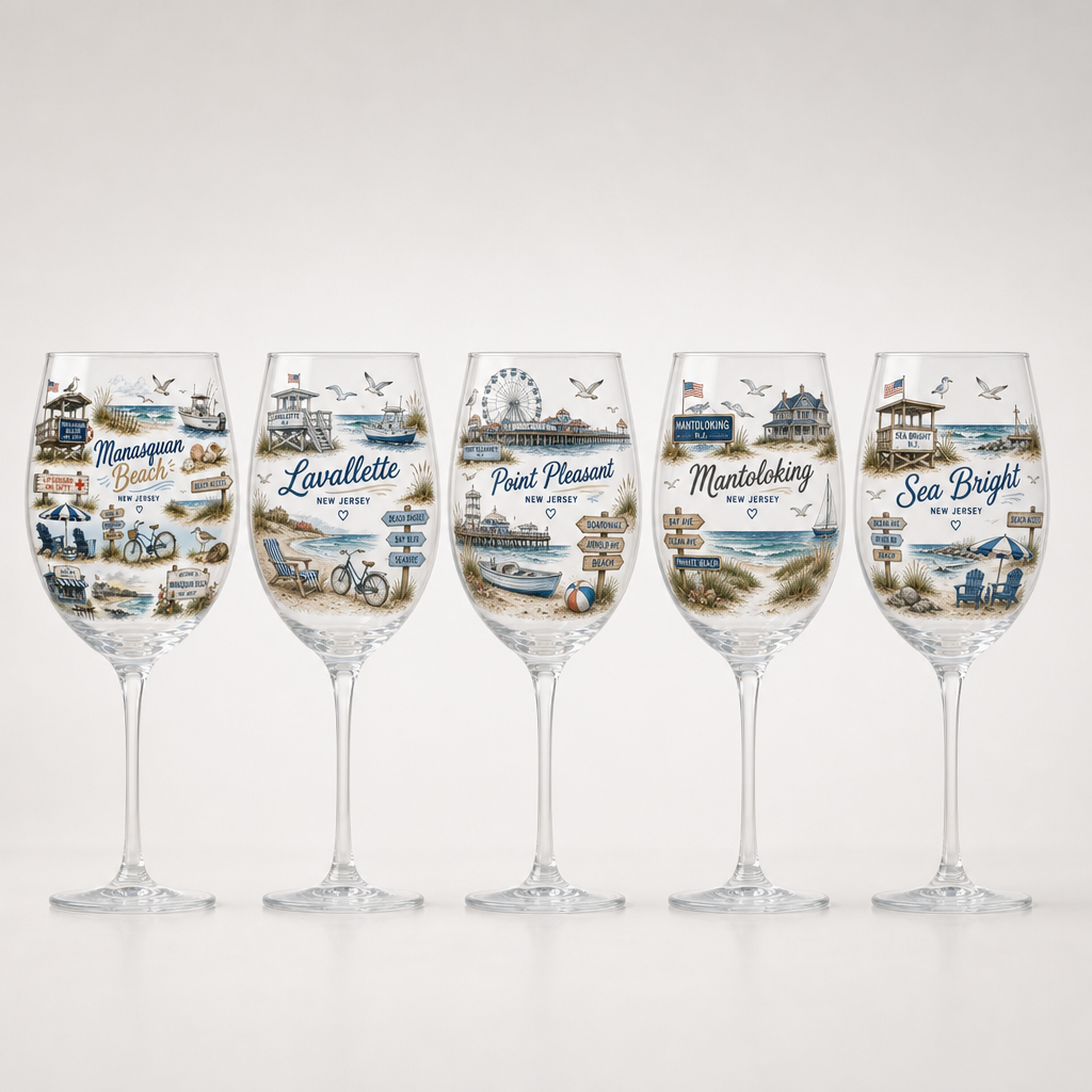 Beach Town Wine Glasses